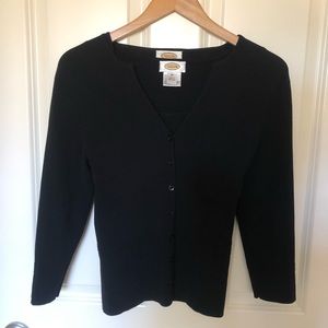 Talbots Sweater Set, Black Sleeveless Top with Matching 3-4 Length Sweater.